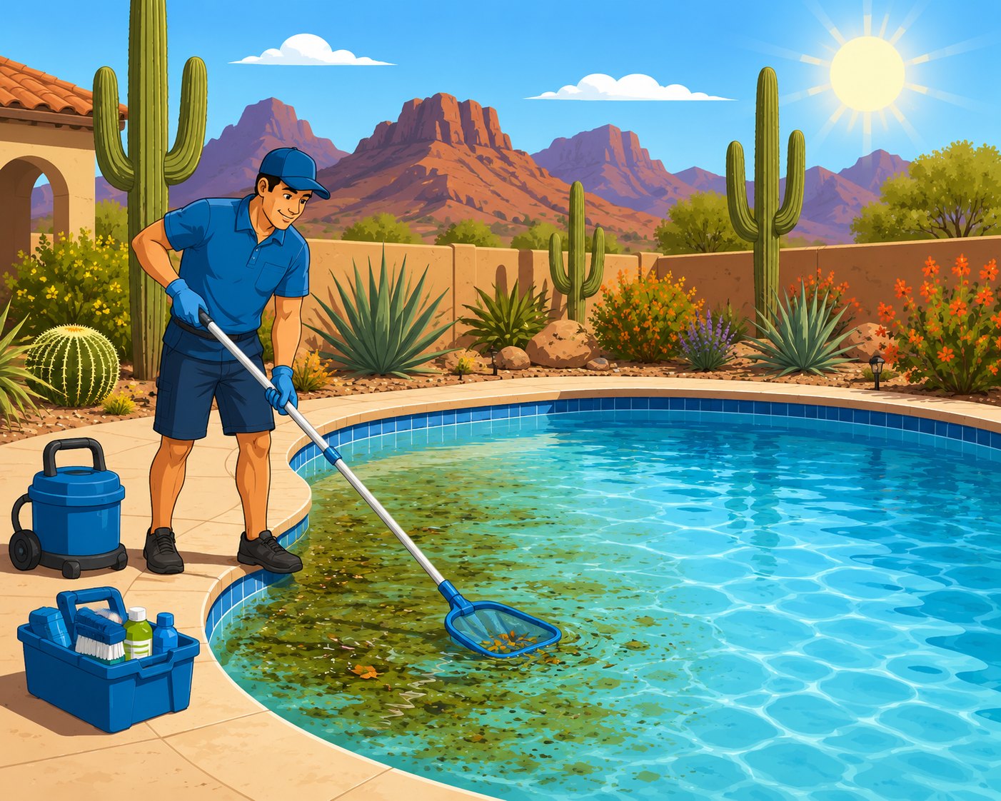 Signs your Arizona pool needs professional cleaning in Queen Creek, Chandler, and Mesa.